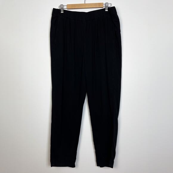 Eileen Fisher Black Elastic Waist 100% Tencel Pants Size Large - Picture 1 of 9